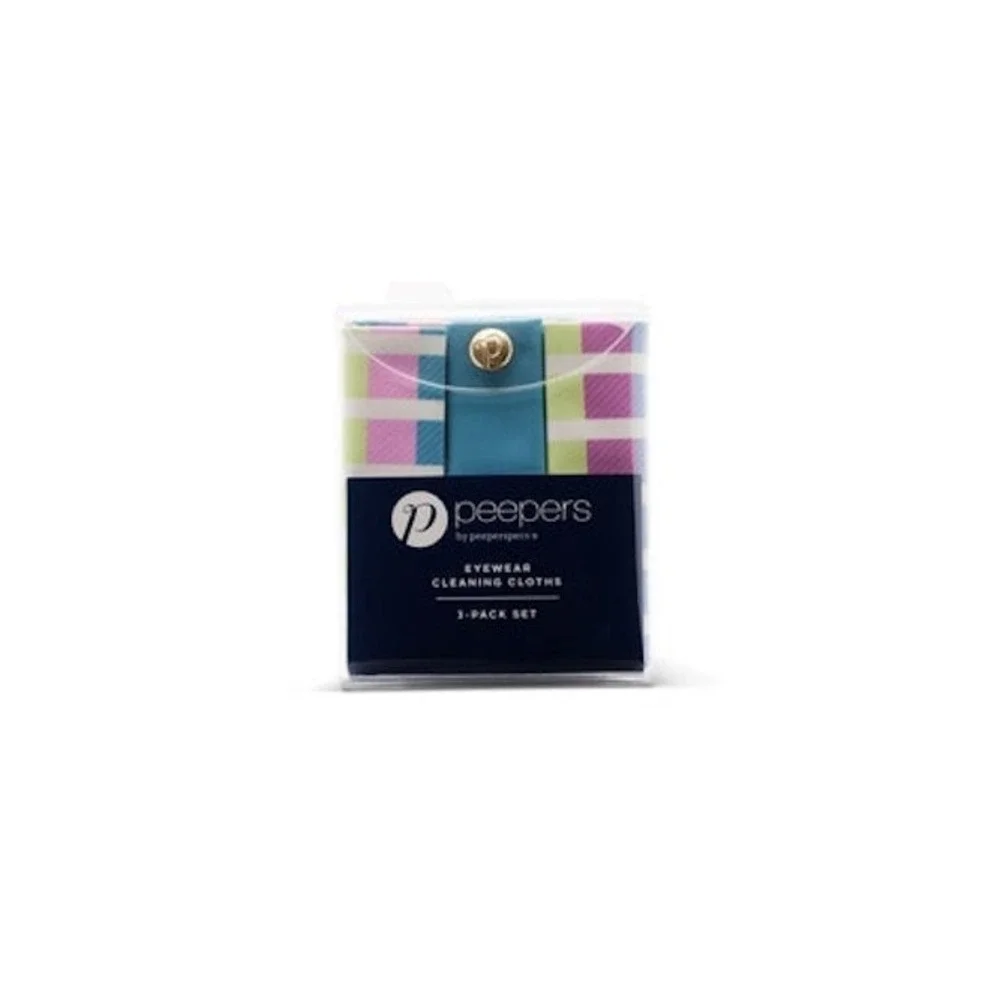 NEW Peeper's Large Pastel Eyeglass Case‎ & 3pc Cleaning Cloth Kit